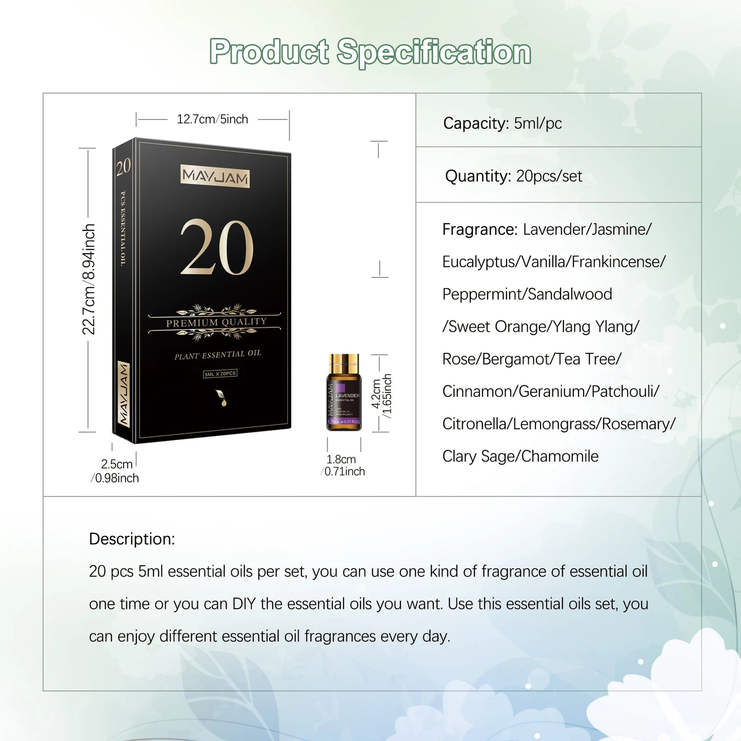 20pcs Kits Gift Box Essential Oil for Diffuser Pure Natural Plant Extract